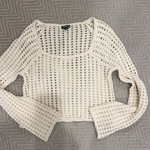 Wild Fable Ivory Crochet Knit Top